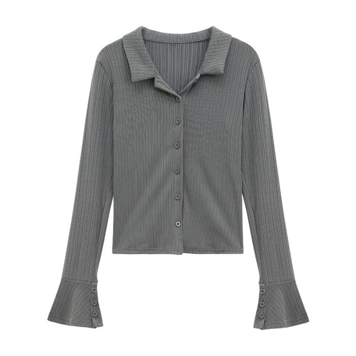 Damen Langarmshirt mit modischen Volantärmel Drune