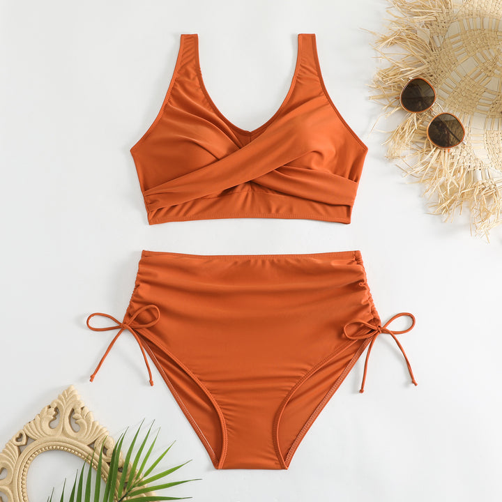Damen Bikini-Set mit schickem Wickeloberteil und hoch taillierten Höschen Drune