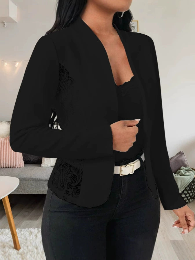 Damen elegante Blazerjacke mit Spitze und modernem Schnitt Drune