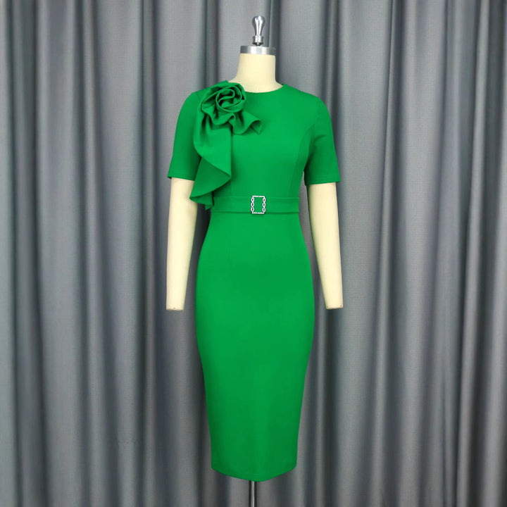 Damen figurbetontes Kleid mit hoppelndem Blüten-Design Drune