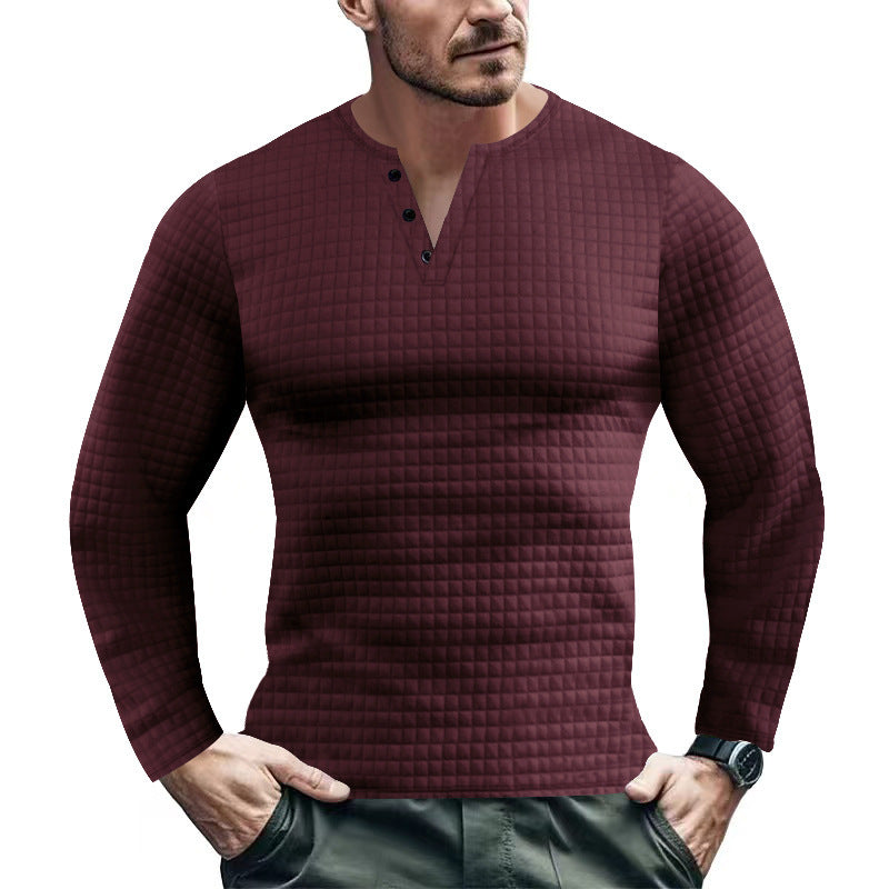 Herren Langarmshirt mit strukturiertem Design und modischem Knopfverschluss Drune
