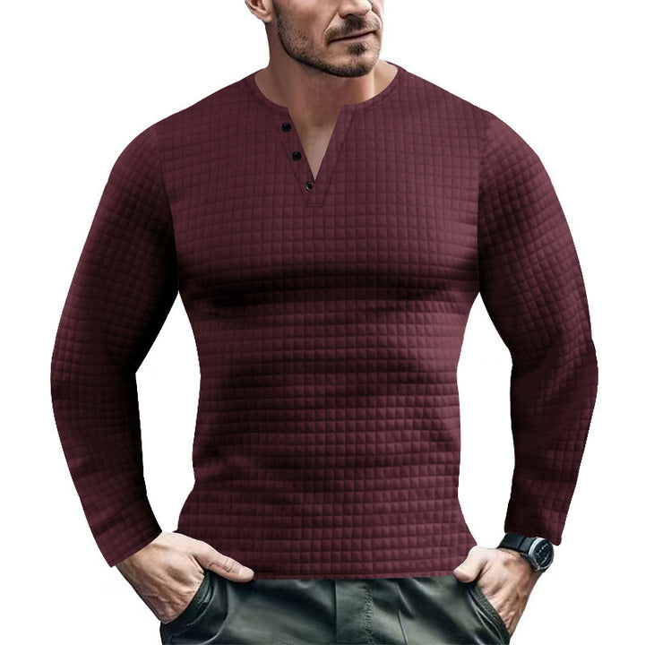 Herren Langarmshirt mit strukturiertem Design und modischem Knopfverschluss Drune