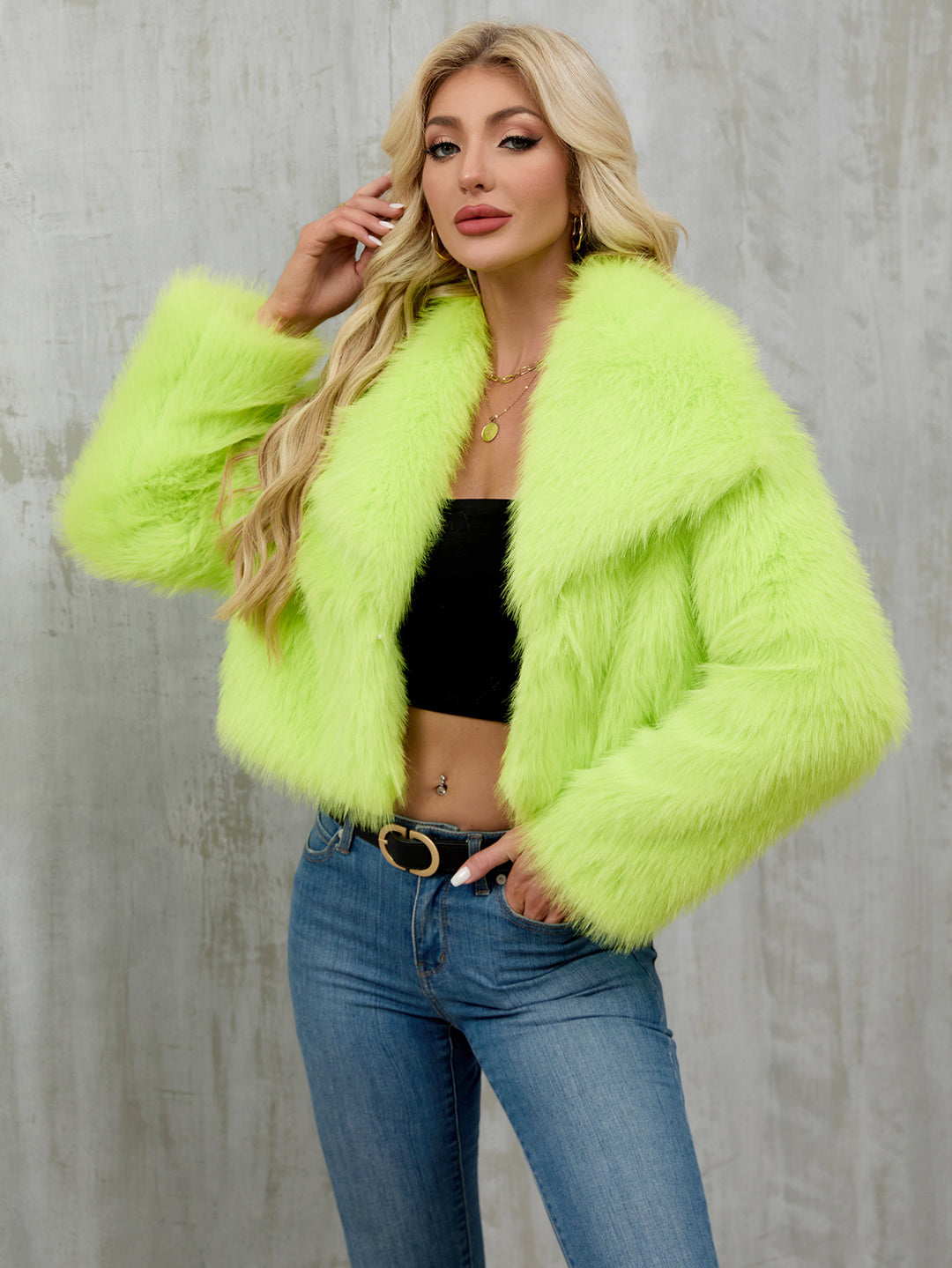 Damen Modische Kunstpelzjacke mit weitem Schnitt Drune