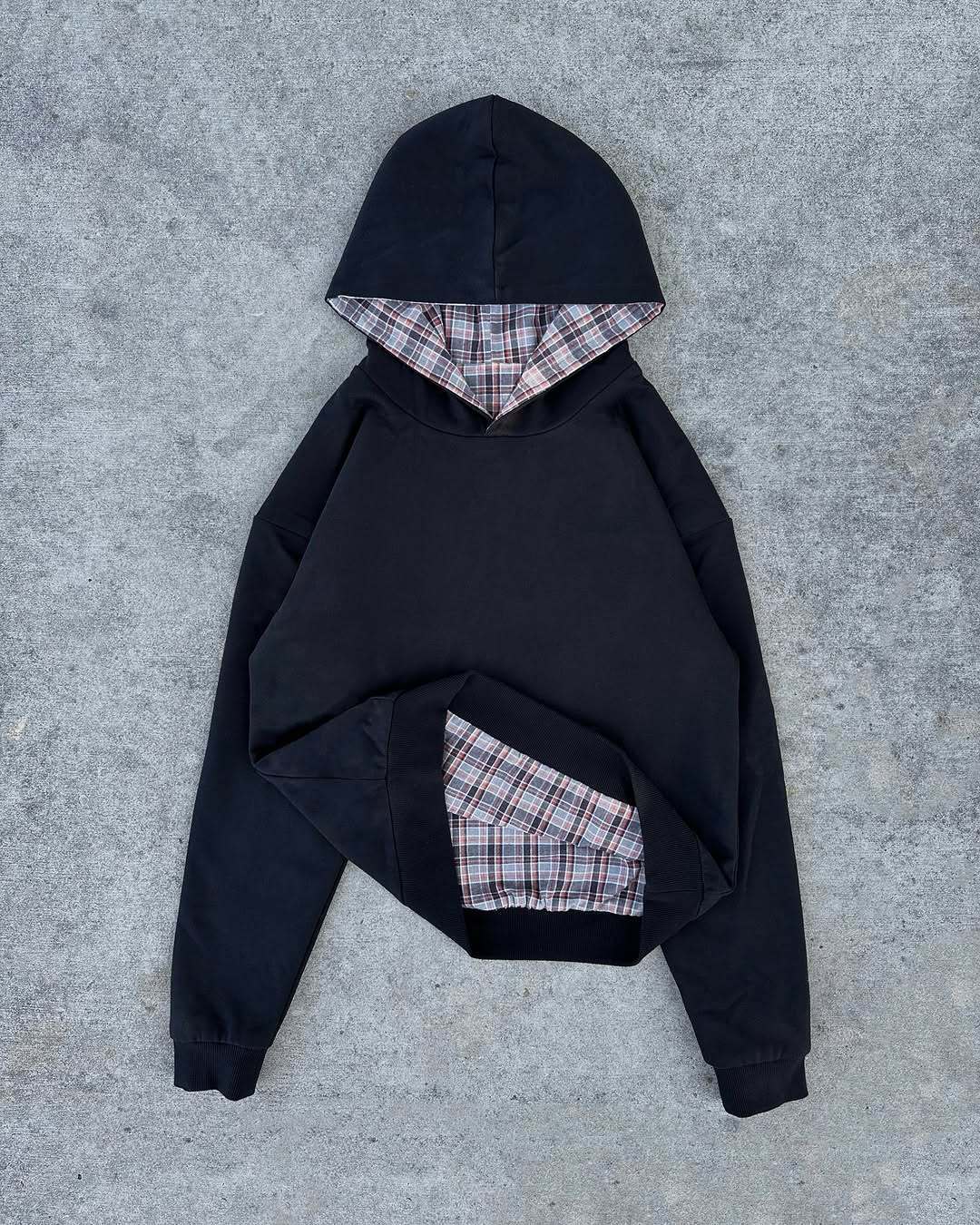 Damen bequemer Kapuzenpullover mit Karomuster Drune