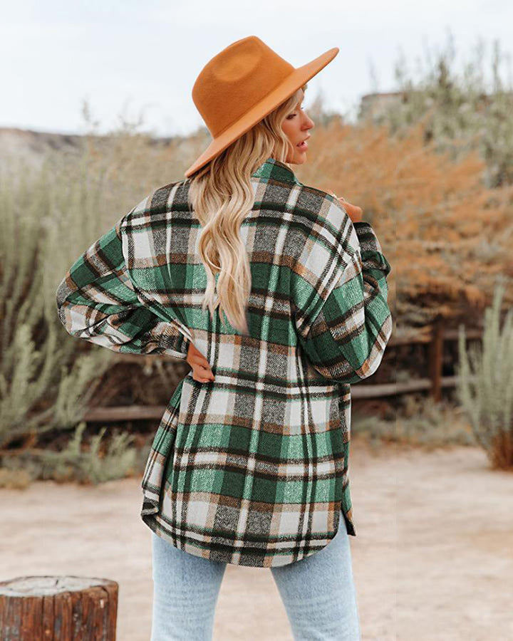 Damen Karierte Baumwolljacke im lässigen Oversized-Schnitt Drune