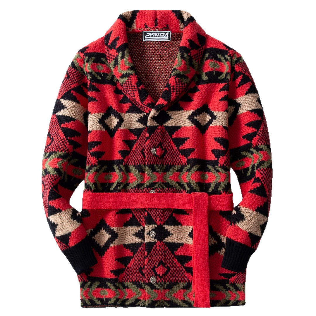 Damen Strickjacke mit gemustertem Design und breitem Schalkragen Drune