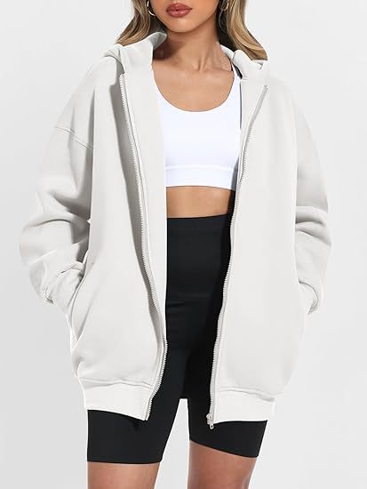 Damen lässiger Oversized Zip-Hoodie Drune