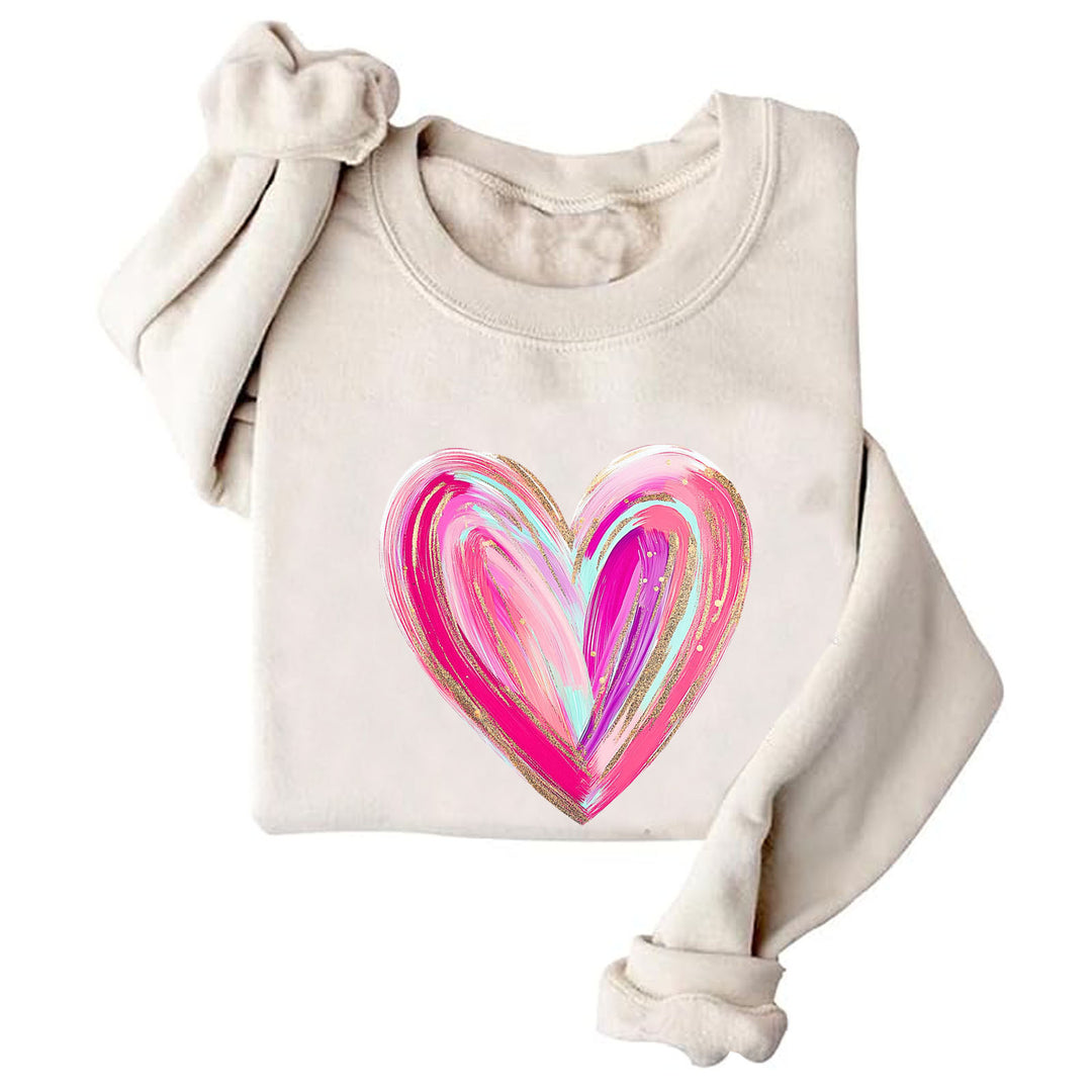Damen Sweatshirt mit kreativem Herzdesign Drune