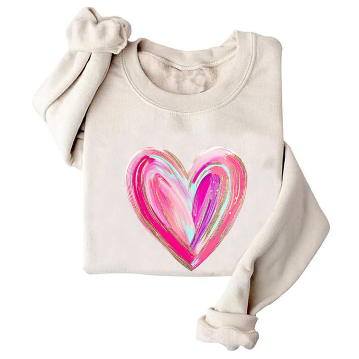 Damen Sweatshirt mit kreativem Herzdesign Drune
