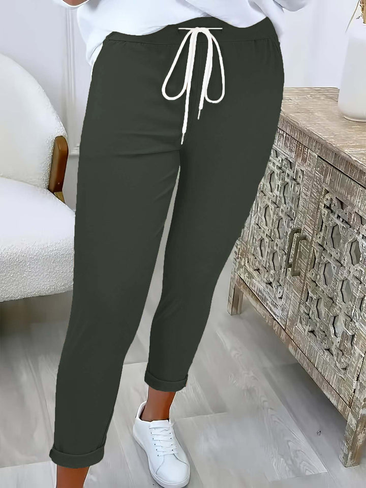 Damen nan taillierte Freizeithose mit Kordelzug und Umschlagbündchen Drune