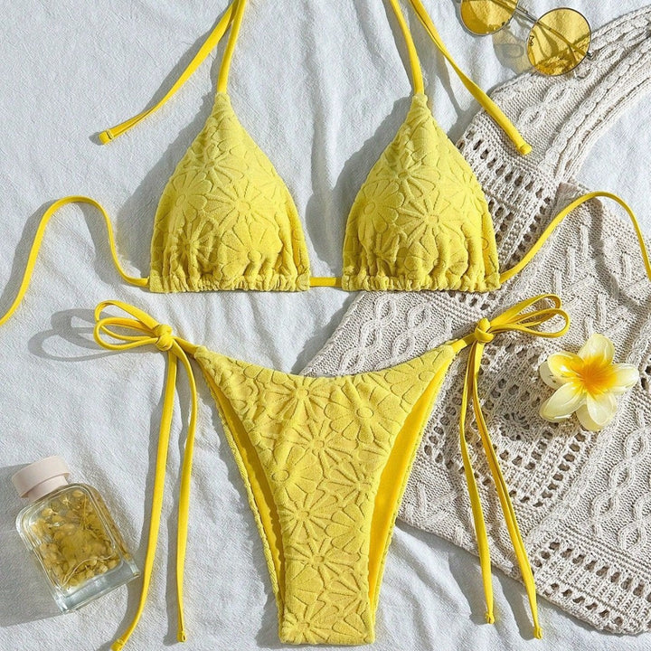 Damen Triangel-Bikini mit floraler Stickerei Drune