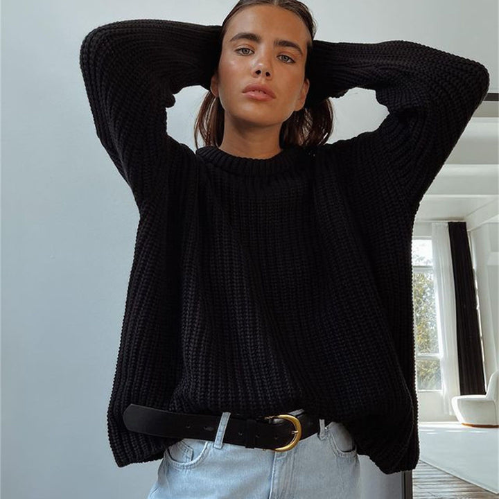 Damen Grobstrickpullover mit lässigem Schnitt und weitem Halsausschnitt Drune