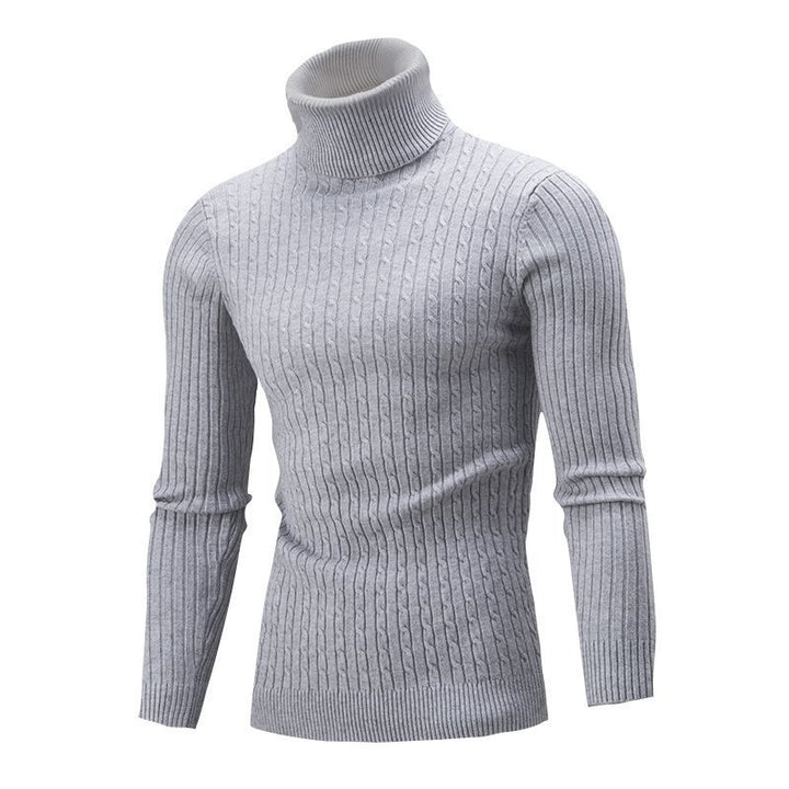 Herren nan gerippter Rollkragenpullover mit Zopfmuster und körpernaher Slim-Fit-Silhouette Drune