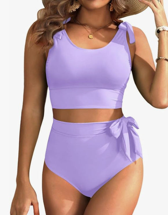 Damen Hochtailliertes Bikini-Set mit knotenverziertem Oberteil Drune
