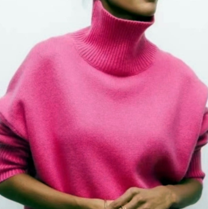 Damen Modischer Rollkragenpullover aus weichem Material Drune