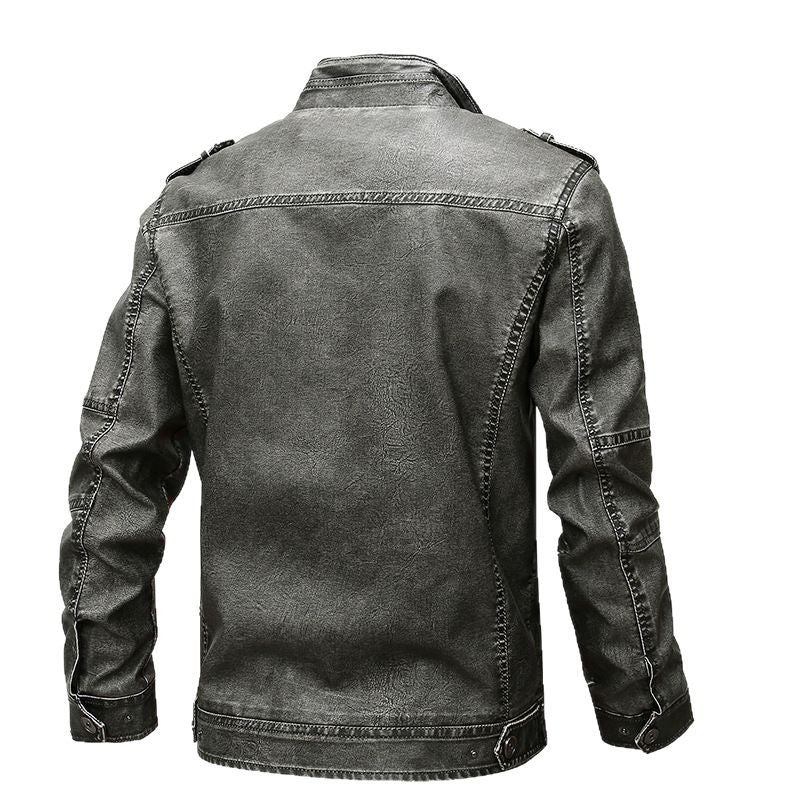 Herren robuste Kunstlederjacke im Military-Stil Drune
