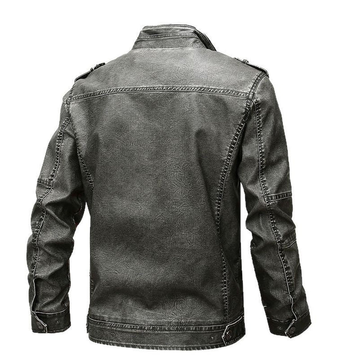 Herren robuste Kunstlederjacke im Military-Stil Drune
