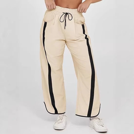 Damen lockere Sporthose mit elastischem Bund und Kontraststreifen Drune