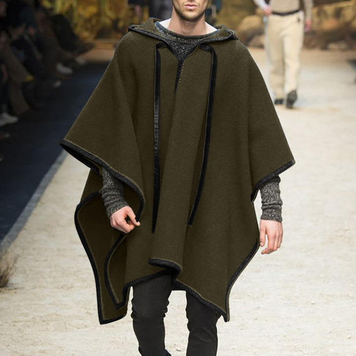 Herren modischer Kapuzenponcho aus atmungsaktivem Material Drune