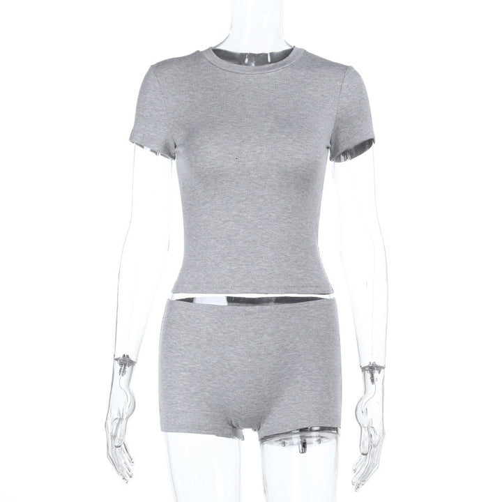 Damen Set aus figurbetontem T-Shirt und Shorts Drune