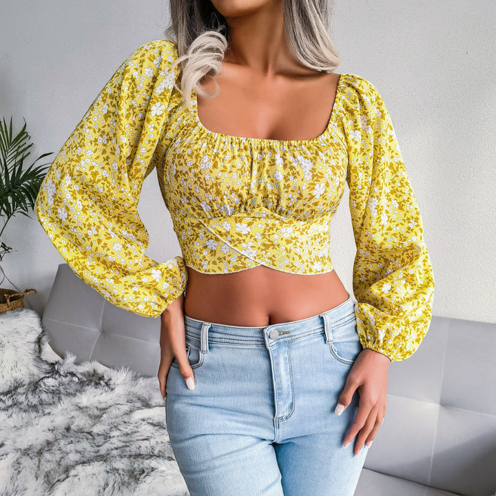 Damen Bordüre-blumenmuster Bluse Drune