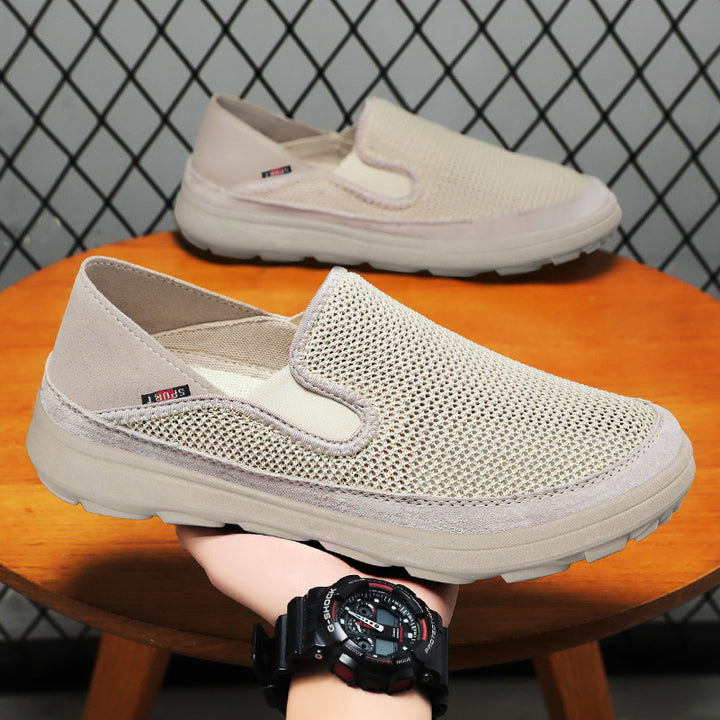 Herren nan atmungsaktiver Mesh-Slip-On mit Velourslederbesatz, elastischem Einstieg und griffiger Outdoor-Profilsohle Drune