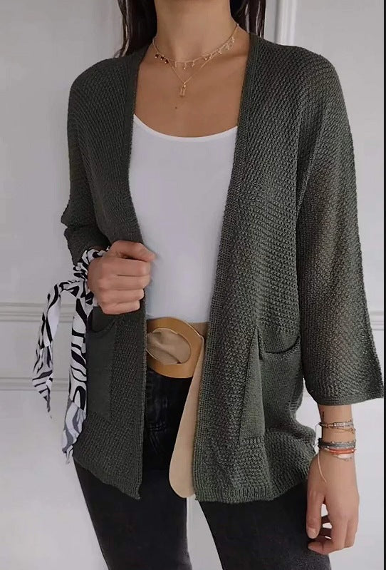 Damen lässige Strickjacke mit praktischen Taschen Drune