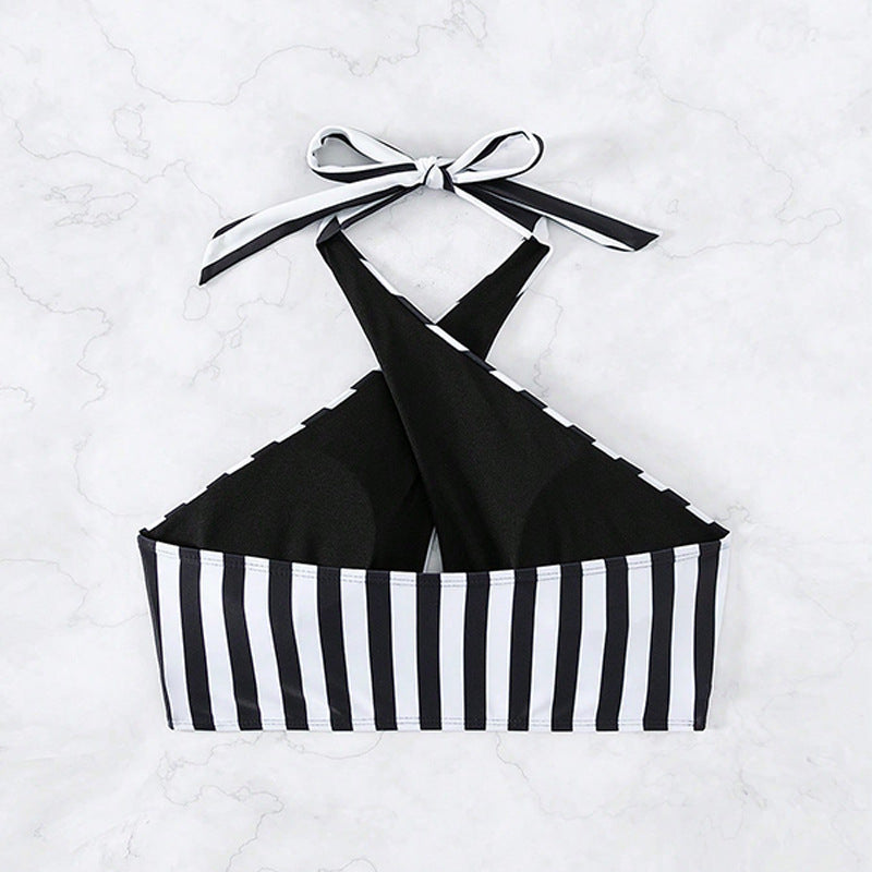 Damen Sport-Bikinioberteil mit graziösem Knoten und gestreiftem Design Drune