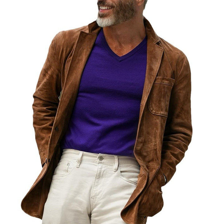 Herren modischer Wildlederblazer mit praktischen Taschen und elegantem Schnitt Drune
