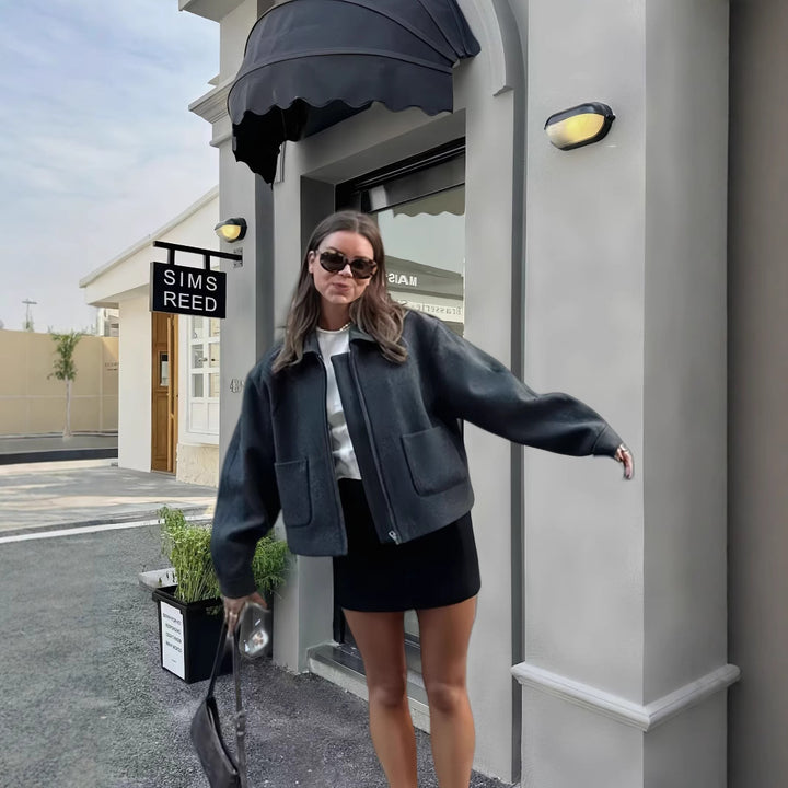 Damen lässige Oversize-Jacke mit praktischen aufgesetzten Taschen Drune