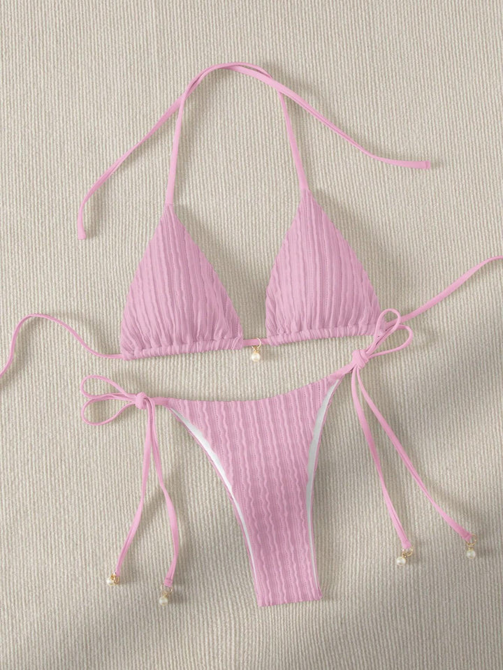 Damen Triangle-Bikini mit strukturiertem Design und verstellbaren Trägern Drune