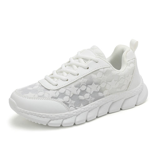 Damen nan Netz-Sneaker mit floralem Durchbruchmuster, flexibler Segmentsohle und gepolstertem Fersenkragen Drune