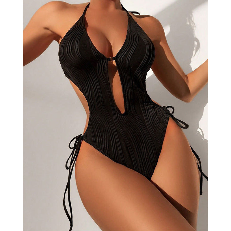 Damen Einteiler Badeanzug mit asymmetrischem Schnitt und eleganten Rüschendetails Drune
