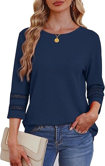 Damen lässiges Longsleeve-Oberteil mit Spitzen-Details Drune
