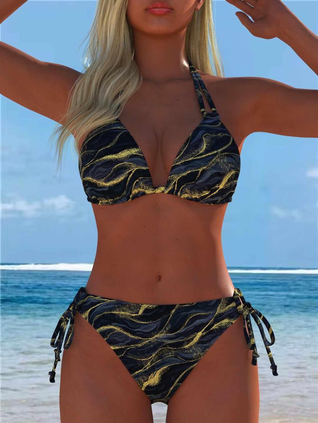 Damen Bikini-Set mit verspieltem Schnitt und trendigem Mustermix Drune