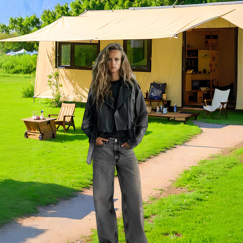 Damen trendige Jacke im edgy Biker-Stil mit asymmetrischem Reißverschluss Drune