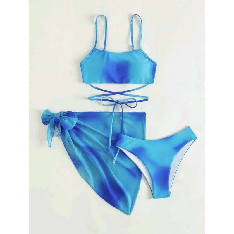 Damen Bikini-Set mit stylischem Wickelrock und verstellbaren Trägern Drune