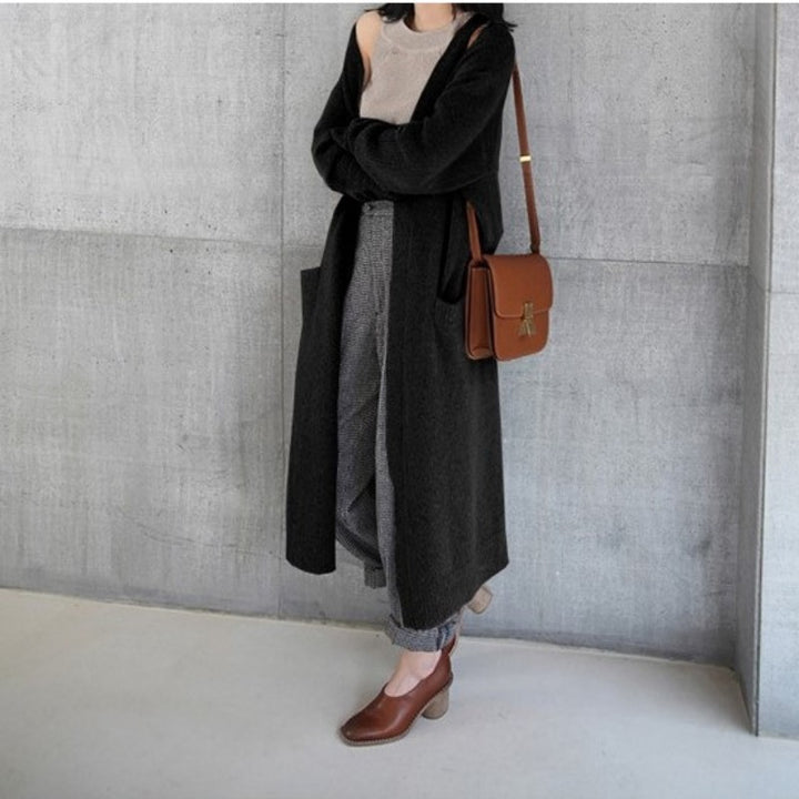 Damen Langer Strickcardigan mit praktischem Taschen-Design und weichem Material Drune