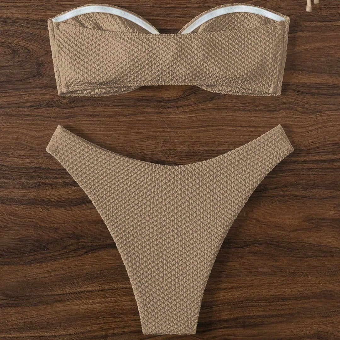 Damen Bandeau-Bikini mit strukturiertem Material Drune