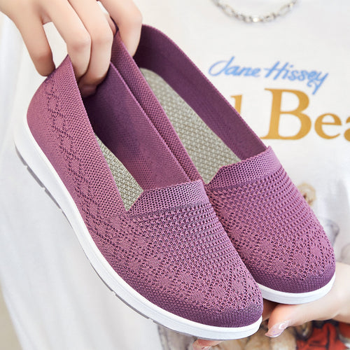 Damen nan leichter gestrickter Slip-On Komfort-Walking-Sneaker mit atmungsaktivem 3D-Strickoberteil und flexibler Leichtlaufsohle Drune