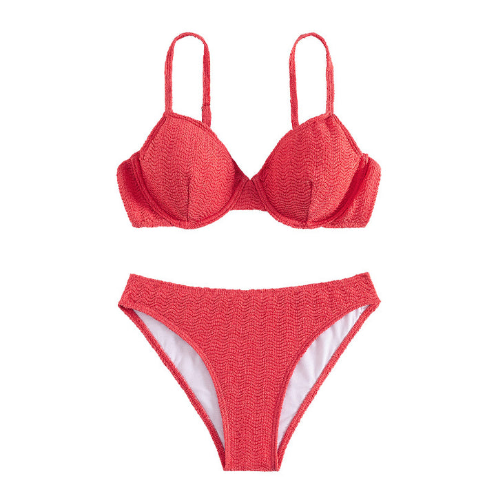 Damen Push-Up-Bikini mit stylishen Texturen Drune