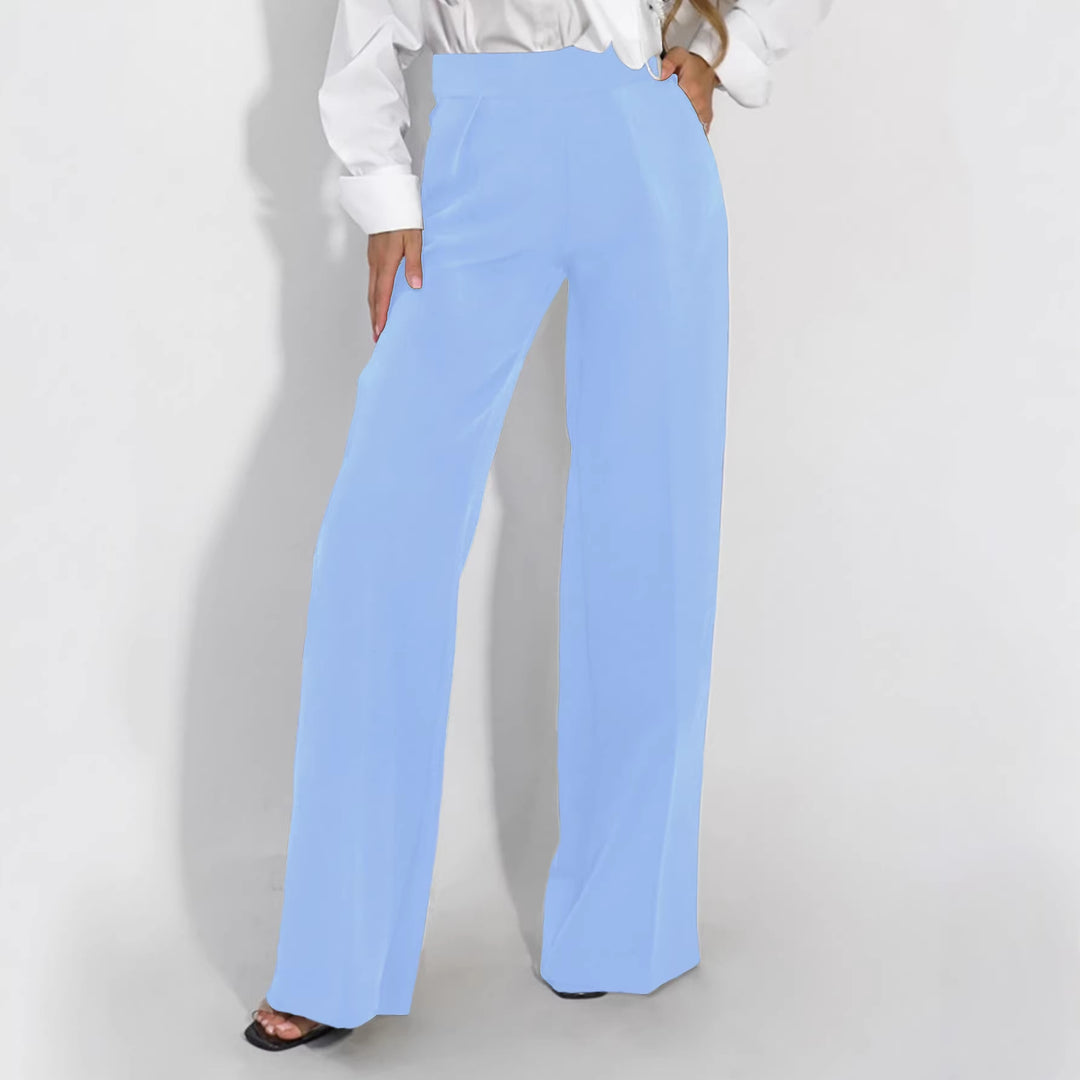 Damen Hoch taillierte Stoffhose mit weitem Bein und edler Verarbeitung Drune