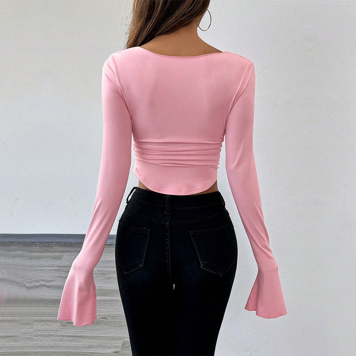 Damen Langarmshirt mit modischem Stehkragen und schickem Cut-Out Drune