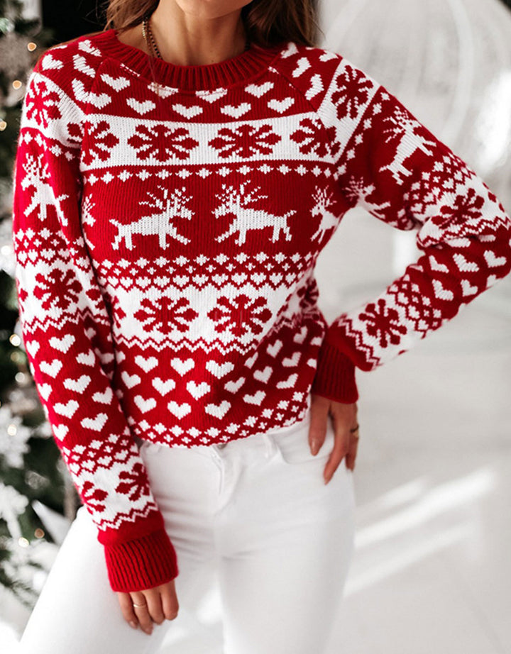 Damen Kuscheliger Weihnachtspullover mit traditionellem Muster Drune