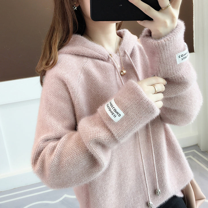 Damen Kuscheliger Hoodie mit Kordelzug und hohem Kragen Drune
