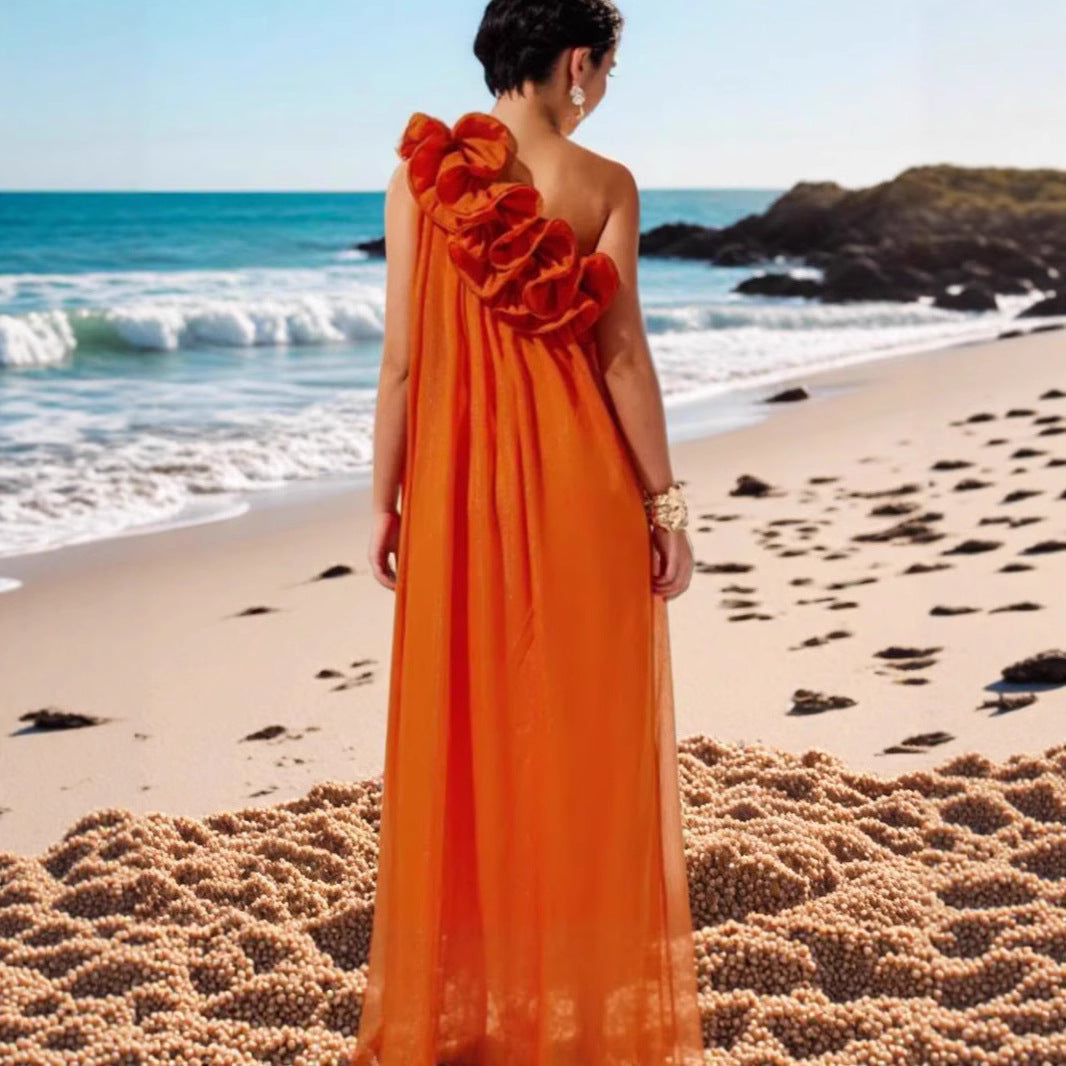 Damen Maxikleid mit innovativem Rüschendesign Drune