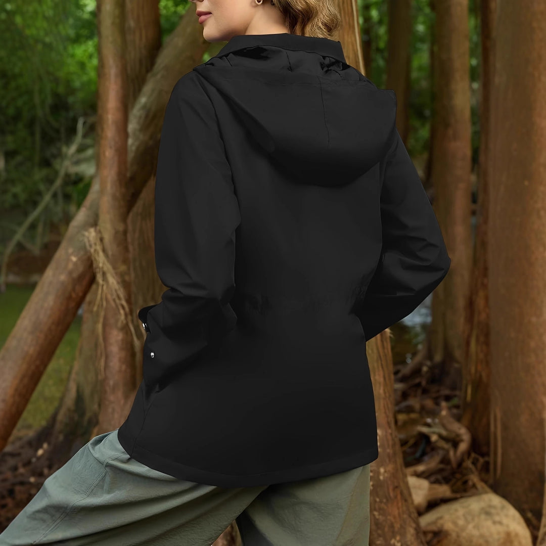 Damen funktionale Übergangsjacke mit verstellbarem Bund und Kapuze Drune