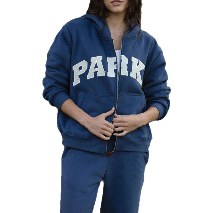Damen Kapuzenjacke mit auffälligem Schriftzug und weichem Innenfutter Drune