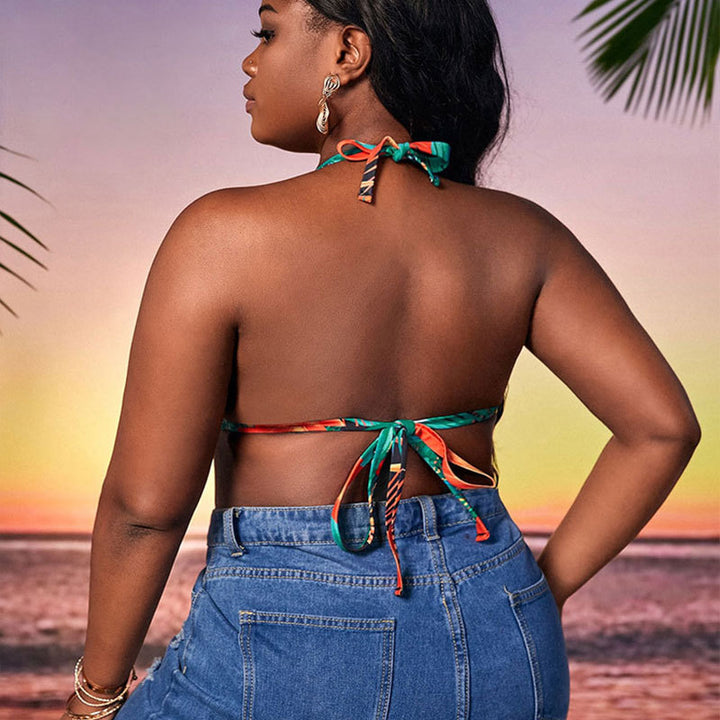 Damen Triangel-Bikini mit floralem Design Drune
