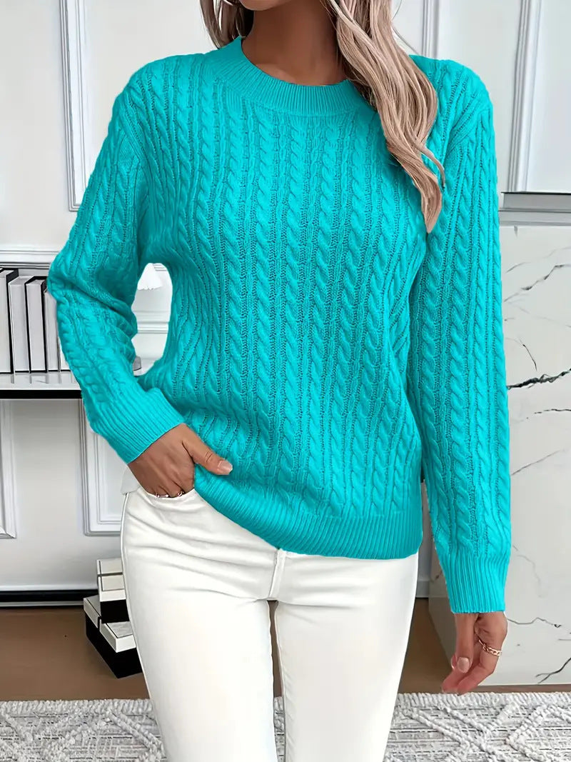 Damen Strickpullover mit elegantem Zopfdesign Drune